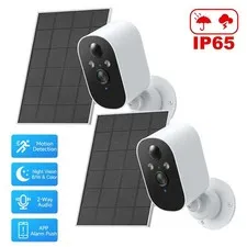 2Pcs WiFi Solar Camera 1080P Wireless Battery Powered Security Camera System