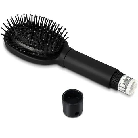 Diversion Safe Hair Brush, Store Money, Cash, Key, Jewelry Black