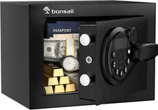 Safe Box with Electronic Keypad, Steel Security Lock Box with Key, 0.23 Cubic Fe