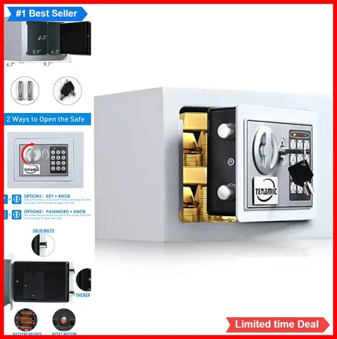 Electronic Digital Security Keypad Lock Box 0.23 Cubic Feet Mini Safe Steel