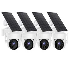 2/4PK WiFi Wireless Security Camera Syetem Solar Battery Power 3MP Pan/Tilt Cam