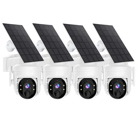 2/4PK WiFi Wireless Security Camera Syetem Solar Battery Power 3MP Pan/Tilt Cam