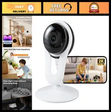 2K Smart Indoor Pet Camera, Phone App, Night Vision, 2-Way Audio, Motion Alerts