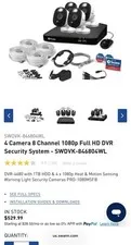 Swann SWDVK-846804WL 4-Cam 8-Channel 1080p Wired CCTV DVR System 1TB -Never used