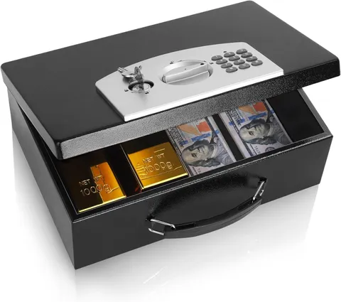 Portable Metal Safe Box W/Digital Code Lock,Fire Resistant Storage Documents Box