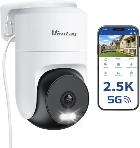 Pan/Tilt Outdoor Security Camera, 2.5K 4MP Wifi Home CCTV Camera, 360° V