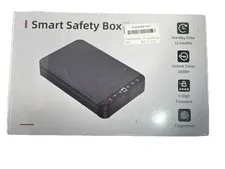 NEW Smart Safety Box Fingerprint & Key Safe, 6-Digit Password, Cable Lock, Black