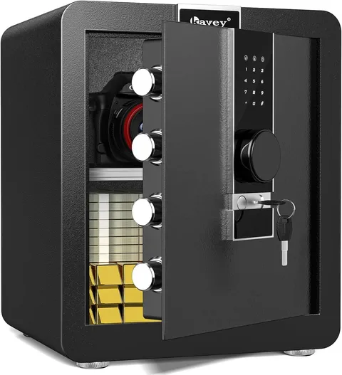 1.8 Cub Fireproof Safe Box with LCD Touch Screen & LED Light - Black
