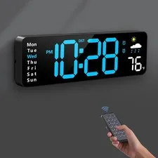 Digital Wall Clock, Digital Clock Large Display with Remote Control, Corded...