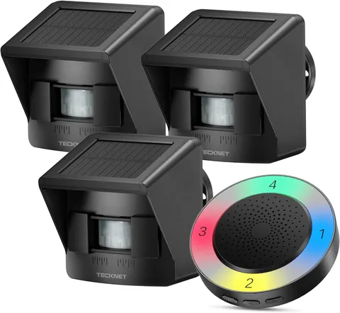 Solar Wireless Driveway Alarm with 2600FT Long Range & 36 Melodies & 5 Volumes a