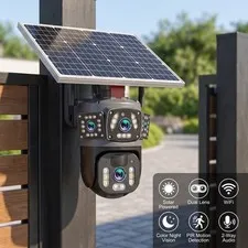 3 Lens WiFi Solar Camera Wireless 6MP Outdoor Battery Security Camera PTZ System
