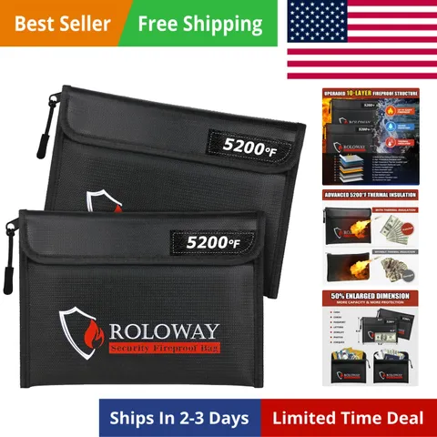 Fireproof Bag 9.6 x 6.6 inches 5200℉ Heat Insulated, Fireproof Money Bag with...