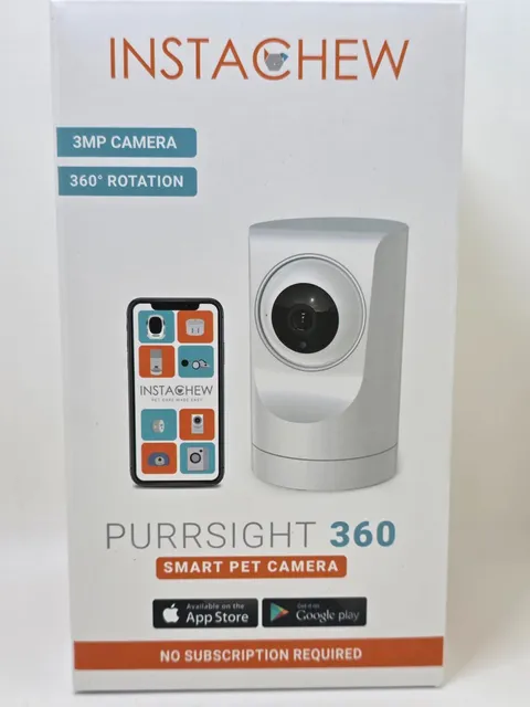 InstaChew Purrsight 360 Smart Pet Camera 3MP 360° Rotation No Subscription NEW