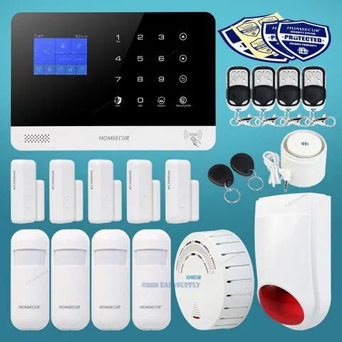 HOMSECUR Wireless WIFI 4G RFID SMS Autodial Home Alarm System Red Flash Siren