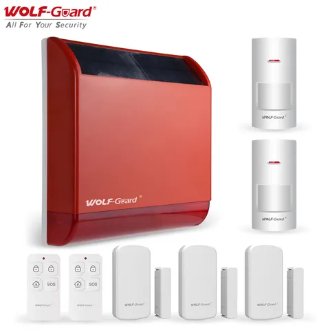 Wolf-Guard Solar Flash Siren Alarm Outdoor Anti-tamper Home Security Kit 433MHz 