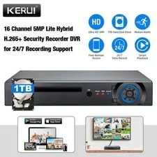 6‑In‑1 16CH H.265+ CCTV Surveillance DVR 1TB HDD Support Mobile Remote View