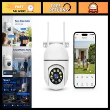 1080P HD Indoor Security Camera, 360° Pan Tilt, Dual Band WiFi, Night Vision, AI