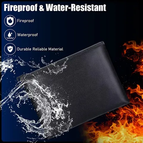 2000℉ Fireproof Money Bag Waterproof Document Pouch Safe Cash Passport Storage