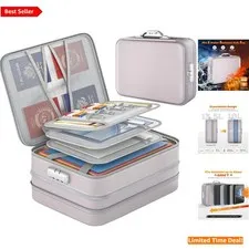 Fireproof 5200℉ Document Box & Organizer with Lock for Safe Travel Storage