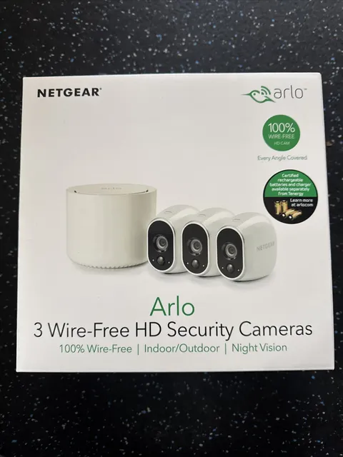 New Arlo Netgear VMS3330-100NAS 3 HD Security Cameras Wire Free Night Vision