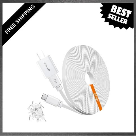 30ft Power Extension Cable USB C Charger for Security Camera White 9m Indoor