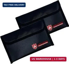 2 Pack Fireproof Money Bag (5x8''), Non-Itchy Waterproof Fireproof Bag with Zipp
