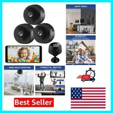 3 Mini Security Cameras with 24/7 Recording & Night Vision - Smart Home Solution