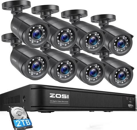ZOSI H.265+ 5MP Lite DVR Security System 8CH DVR 1080P CCTV Camera Night Vision