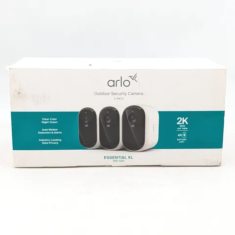Arlo Essential XL 3rd Gen Outdoor Security Camera 3-Pack (VMC3382-100NAS)