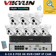 VIKYLIN MD Smartfind 8CH NVR CCTV System 5MP Security IP Camera Night Vision Lot