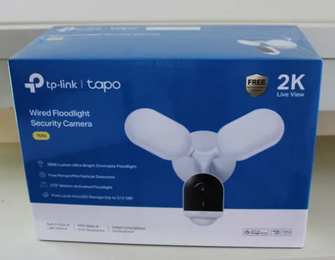 TP-Link Tapo 2K Wired Floodlight Security Outdoor Camera TC53 Color White, NEW