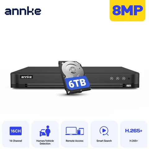 ANNKE 16CH 5IN1 8MP DVR CCTV Security 4K Video Recorder AI Human Detection H.265
