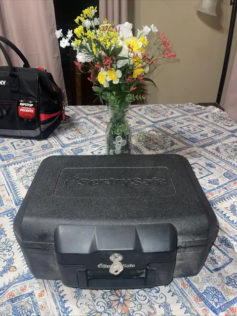 SentrySafe Fireproof Lockbox Safe Box 0.18 cu ft - Black