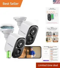 Smart Outdoor Camera Bundle - 2.5K Resolution, Two-Way Talk, Li-ion Battery