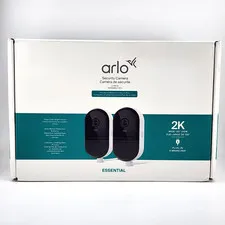 2-Pack New Arlo Essential 3rd GEN - 2K Outdoor Security Camera Plug-In  White
