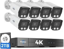 8Pcs 4K PoE Security Camera System 121° Wide View