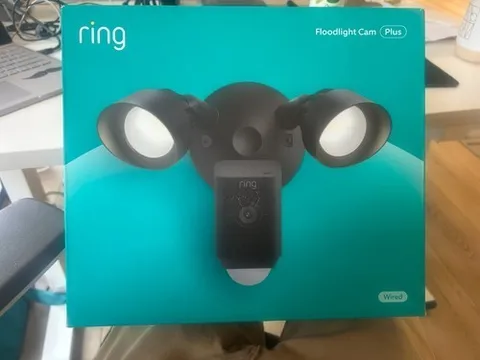 Ring Floodlight Cam Wired Plus Outdoor Wired Full HD Surveillance Camera - Black