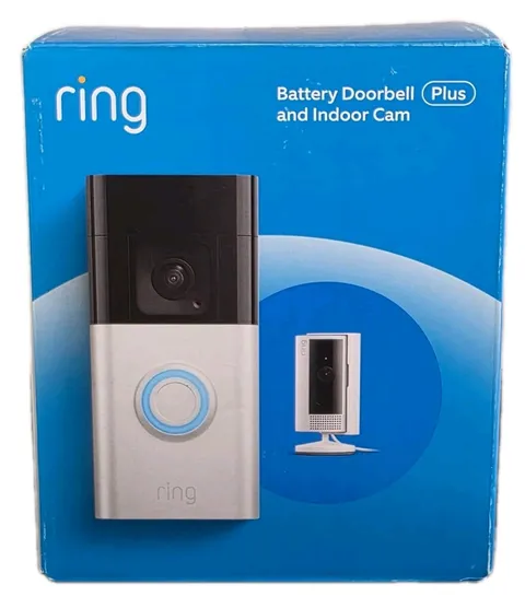 Ring - Essential Security Set with Battery Doorbell Plus and Indoor Cam -New
