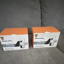 4MP Wireless Wi-Fi IP PTZ Solar Power Outdoor Security Cameras 2-Pack White