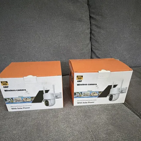 4MP Wireless Wi-Fi IP PTZ Solar Power Outdoor Security Cameras 2-Pack White