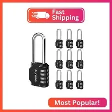 Puroma 10 Pack Combination Lock 4 Digit 2.6 Inch Padlock Gate Shed Black
