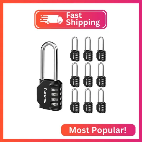 Puroma 10 Pack Combination Lock 4 Digit 2.6 Inch Padlock Gate Shed Black