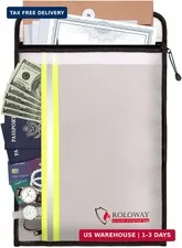 ROLOWAY Fireproof Document Bag (15 x 11 inch) with 2 Pockets, Fire Safe Envelope