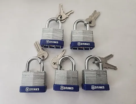 Brinks Steel Padlock, 40mm, Lot Of 5, Keyed DIFFERENT