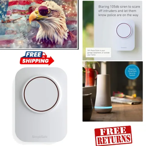 Loud 105dB Indoor/Outdoor Siren - Easy Install Security Solution for Homeowners