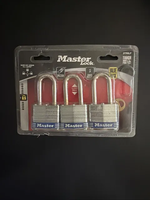 New Master Lock 3-Pack Keyed Alike Laminated Steel Pin Tumbler Padlock 3TRILF