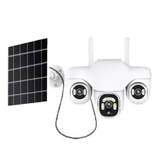 Smart Solar 4G/WiFi Cam – 3‑Lens 3‑Screen, Human Tracking, HD