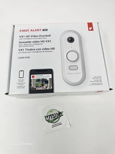 First Alert VX1 HD Video Doorbell W/Intelligent Event Detection - CAMW-WDB - NEW