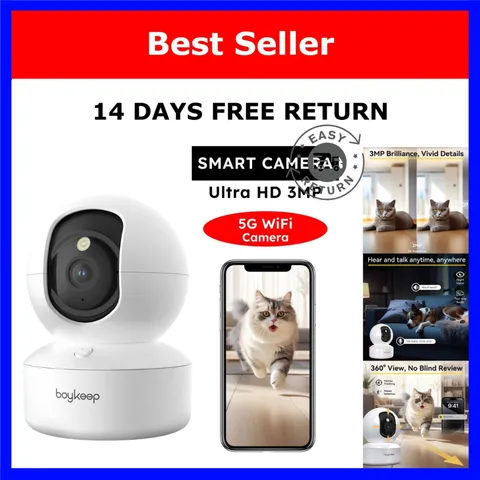 BoyKeep 2K Indoor Pet Camera WiFi 360° Pan Tilt Night Vision App