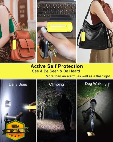 PEAKFIRE Personal Alarm Women Rechargeable 130dB Siren Safety Light